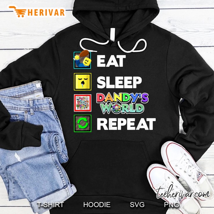 Eat Sleep Dandys World Repeat Funny Costume For Kids Girls Hoodie