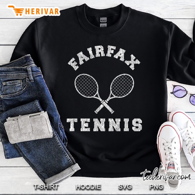 Fairfax Vintage Tennis Team Distressed Retro 90s Vibe Racket Sweatshirt