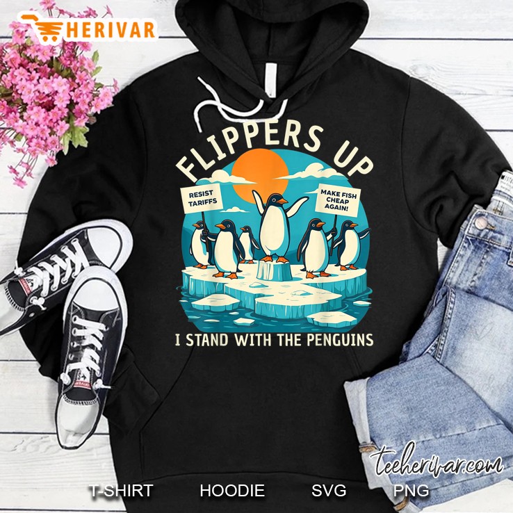 Funny Resist Penguins Protest Against Tariffs Hoodie