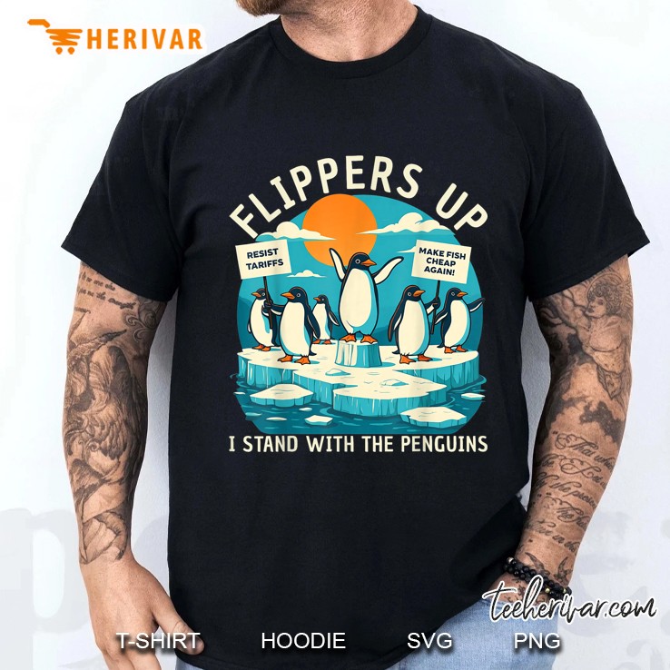 Funny Resist Penguins Protest Against Tariffs Men T Shirt