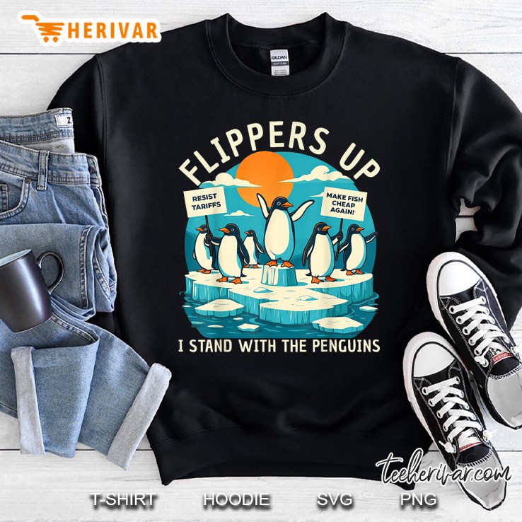 Funny Resist Penguins Protest Against Tariffs Sweatshirt