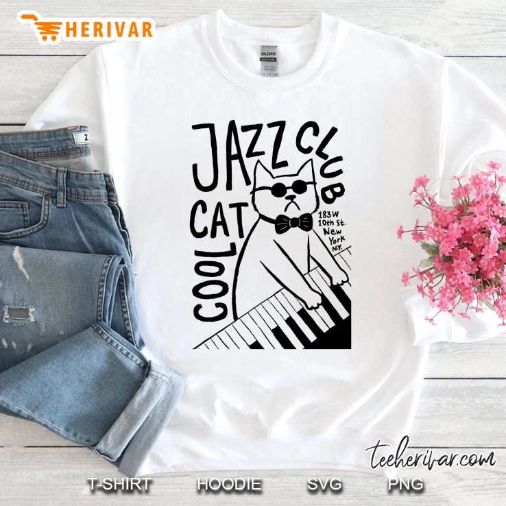 Jazz Cool Cat Club Shirt Retro Vibes Smooth Tunes Vintage Style Sweatshirt