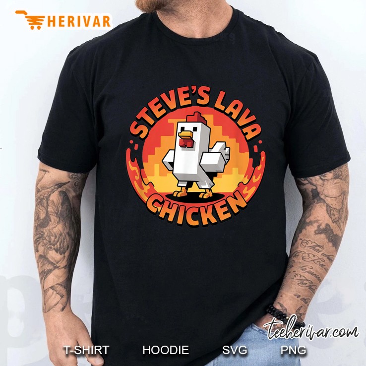 Lava Chicken Miners Meme Steve Pixel Gaming Boys Kids Game Men T Shirt