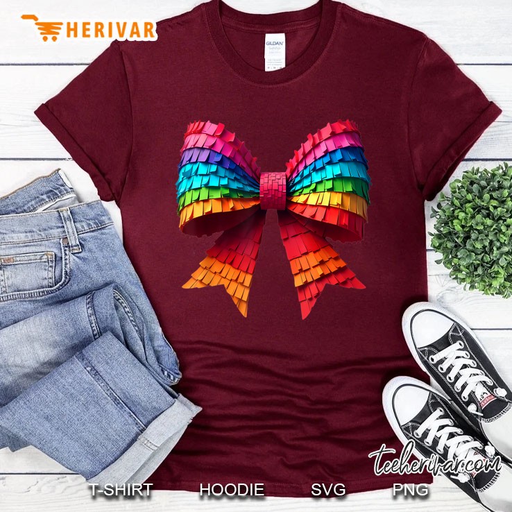Mexican Pinata Bow Mexican Coquette Cinco De Mayo Maroon T Shirt