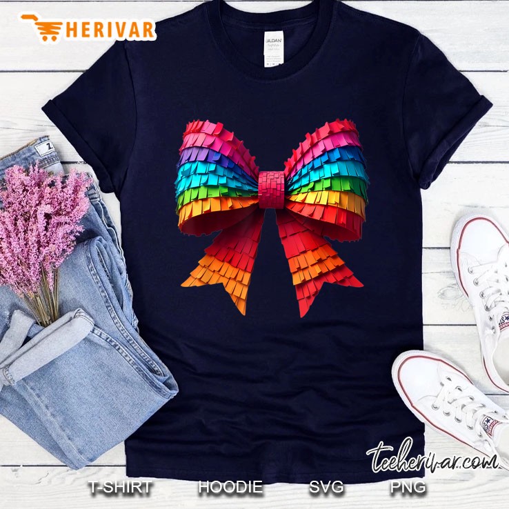 Mexican Pinata Bow Mexican Coquette Cinco De Mayo Navy T Shirt