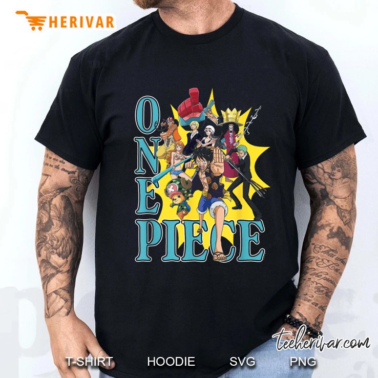 One Piece Anime Group Photo Burst Character Collage Men T Shirt