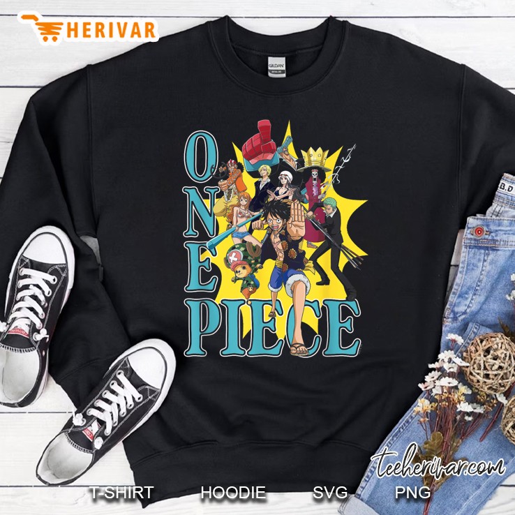 One Piece Anime Group Photo Burst Character Collage Sweatshirt