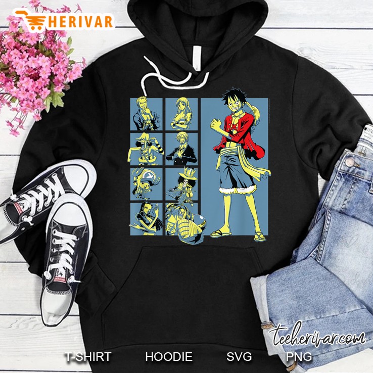 One Piece Anime Pirate Character Grid Hoodie