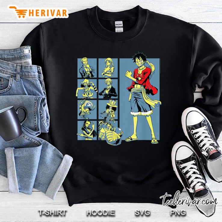 One Piece Anime Pirate Character Grid Sweatshirt