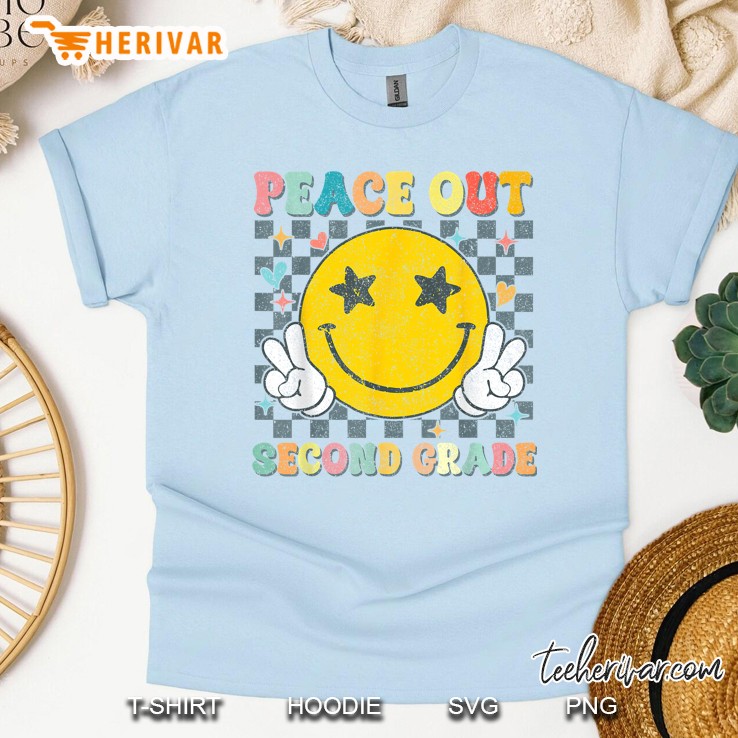 Peace Out 2nd Grade Graduation Last Day School Second Grade Light Blue T Shirt