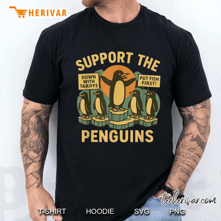 Resist Penguins Against Tariffs Retro Men T Shirt