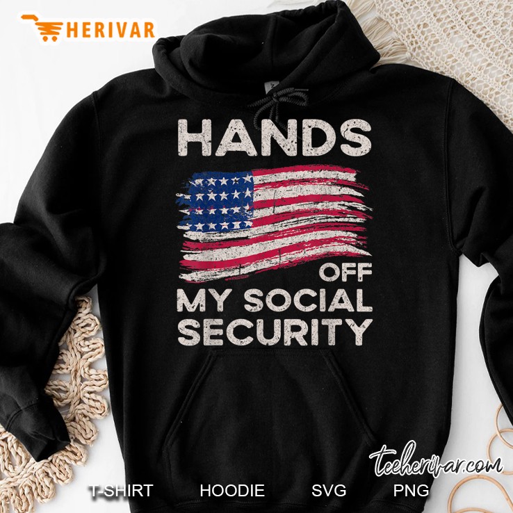 Retro Flag Hands Off My Social Security Protest Vintage Hoodie