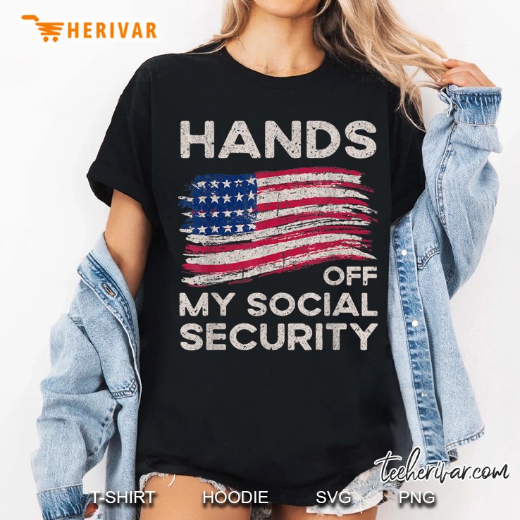 Retro Flag Hands Off My Social Security Protest Vintage Women T Shirt