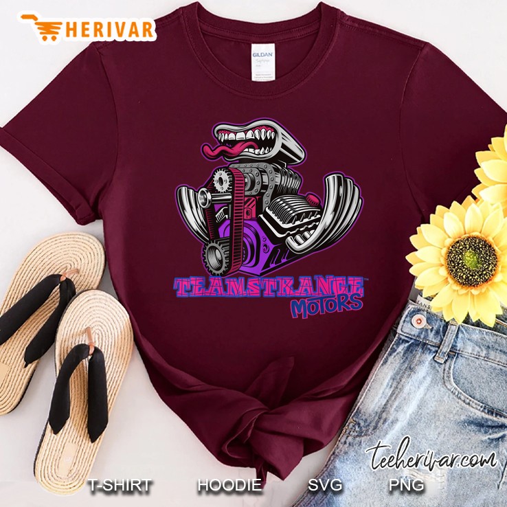 Teamstrange Motors Screamin Motor Design Maroon T Shirt