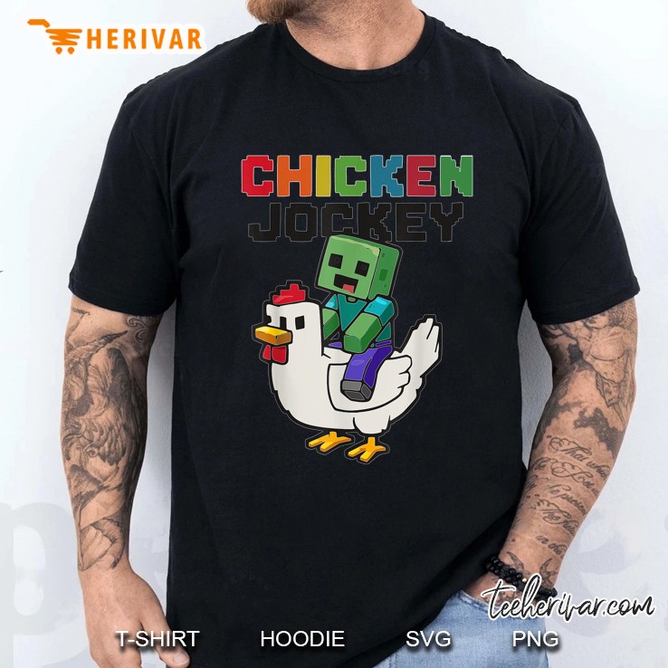 Vintage Chicken Jockey Zombie Pixel Art Zombie Gamer Style Men T Shirt
