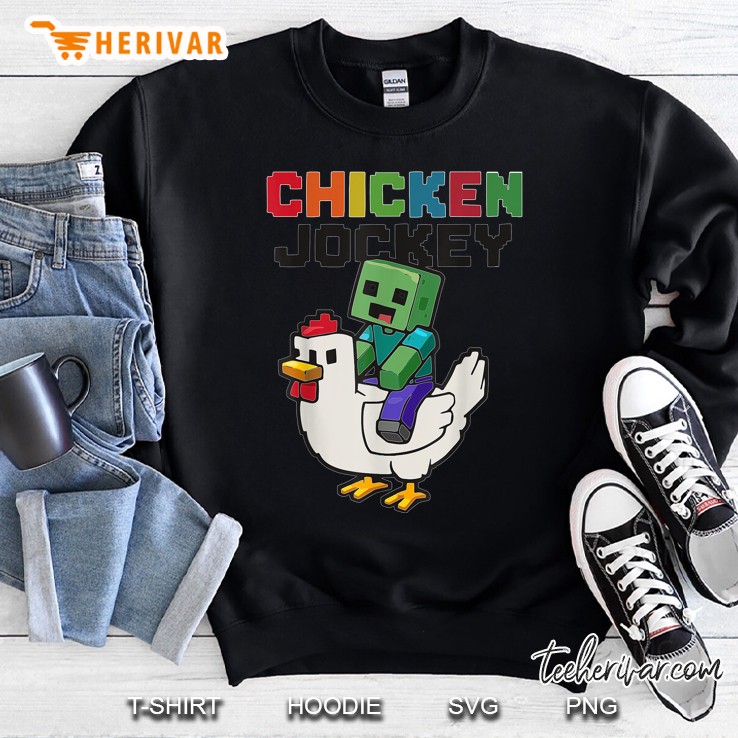 Vintage Chicken Jockey Zombie Pixel Art Zombie Gamer Style Sweatshirt