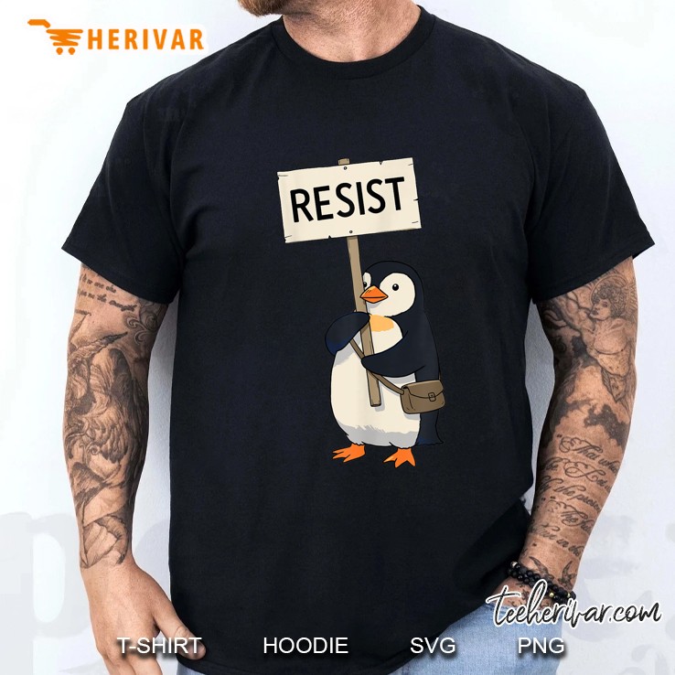 Vintage Protest Penguin Resist Penguin Activism Graphic Men T Shirt