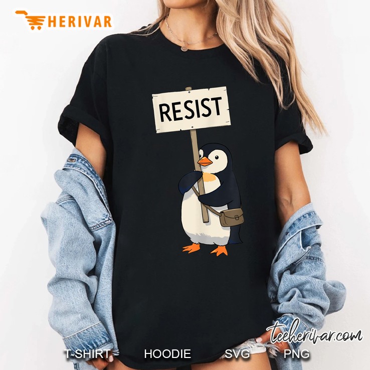 Vintage Protest Penguin Resist Penguin Activism Graphic Women T Shirt